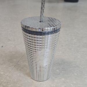 Starbucks Silver Tumbler with Straw